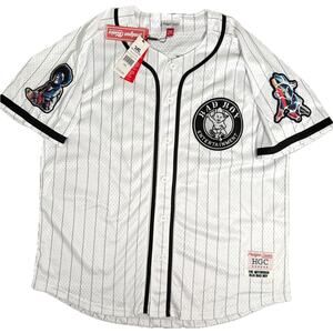 Headgear Classics Bad Boy Notorious B.I.G White Pinstripe Baseball Jersey - 2XL